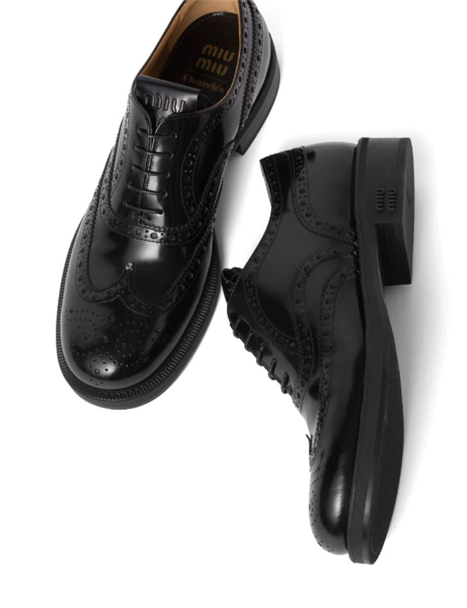 X CHURCH'S LEATHER BROGUE SHOES MIU MIU