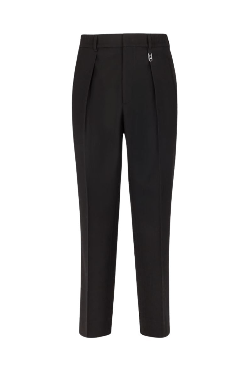 BLACK WOOL PANTS FENDI